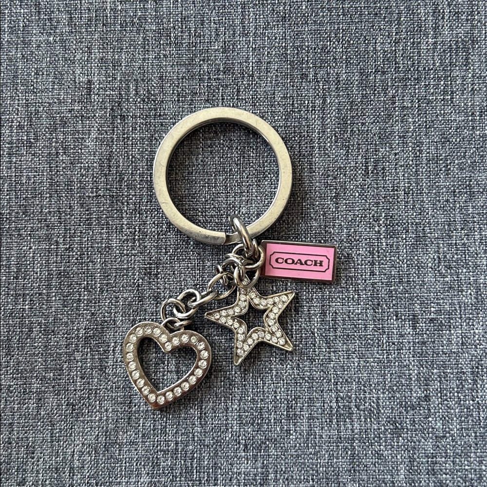 Coach Silver and Pink Charm Key Holder Comes with Jewelry care booklet and pouch